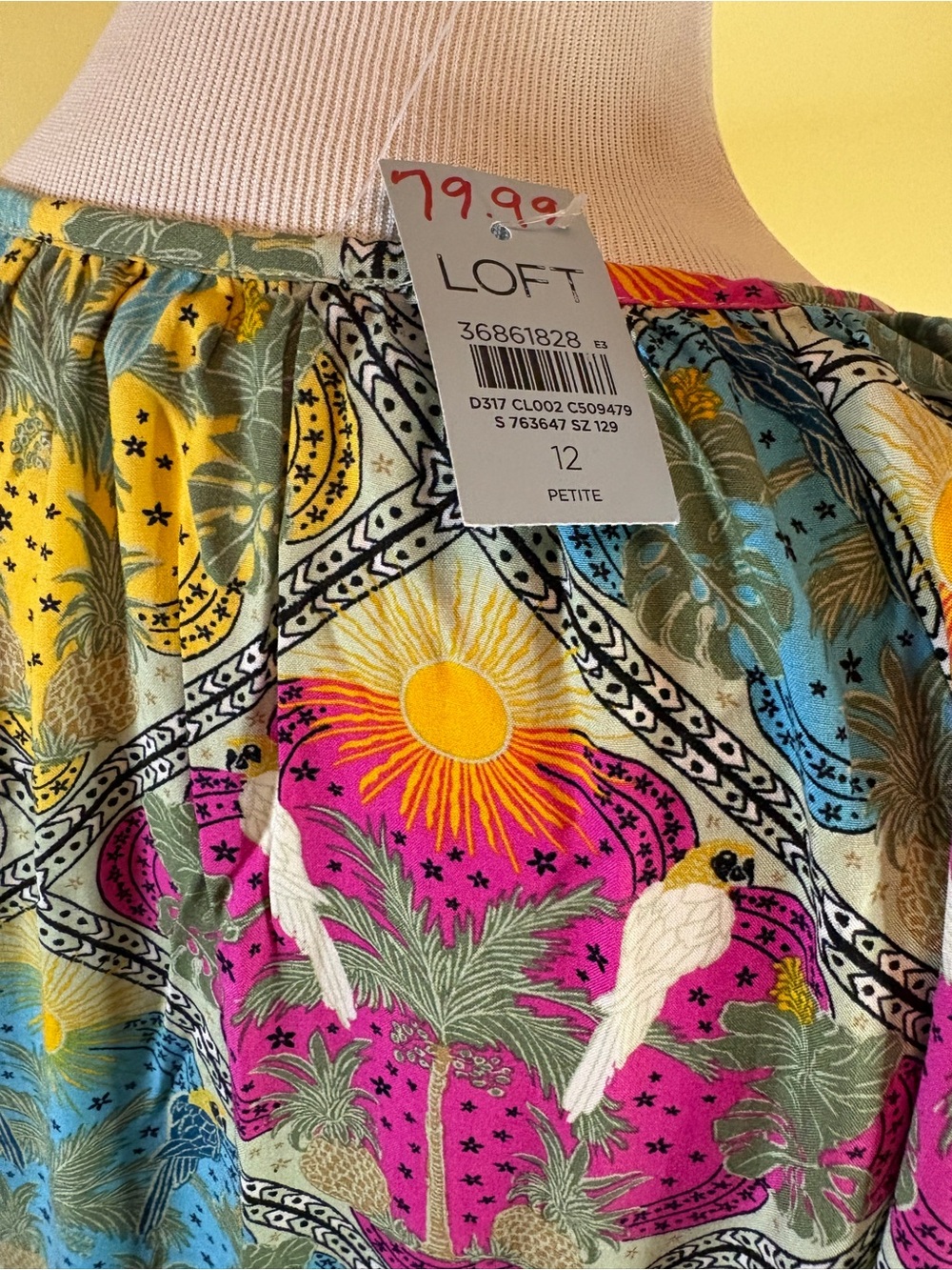 LOFT Raffia Palm Print Midi Dress NO BELT. - Picture 13 of 15